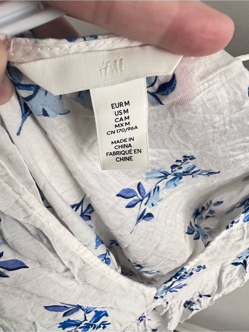 H&M White Dress with Blue Floral Print - Picture 2 of 3
